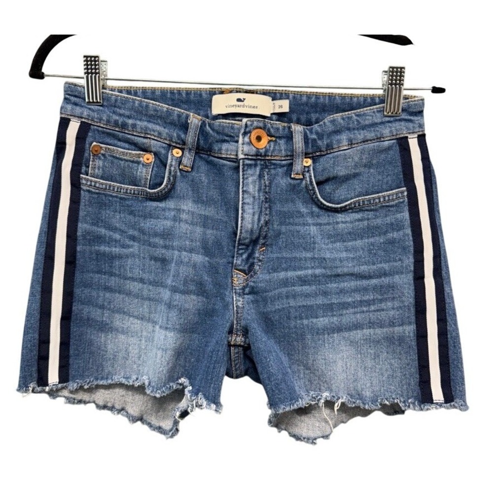 Vineyard Vines Womens Side Stripe Denim Shorts Blue 26 2H001200